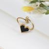 Fashion Stainless Steel Heart Shaped Rings For Women Classic Adjustable Size Gold Color Ring Wedding Party Jewelry