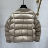 Womens Lightweight Down Jacket Short Puffer Coat With Round Neck Snap Front Buttons Warm Winter Outerwear