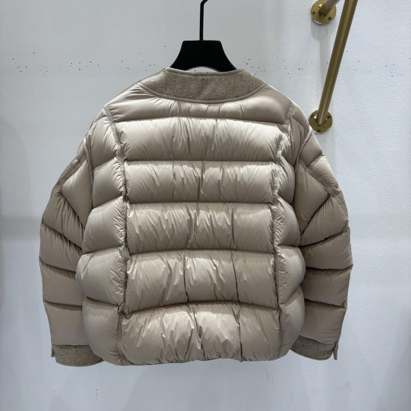 Womens Lightweight Down Jacket Short Puffer Coat With Round Neck Snap Front Buttons Warm Winter Outerwear