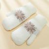 Cute Snowflake Lamb Wool Winter Finger Warm Gloves Student Thickened Anti-cold Bag Finger Double Cover