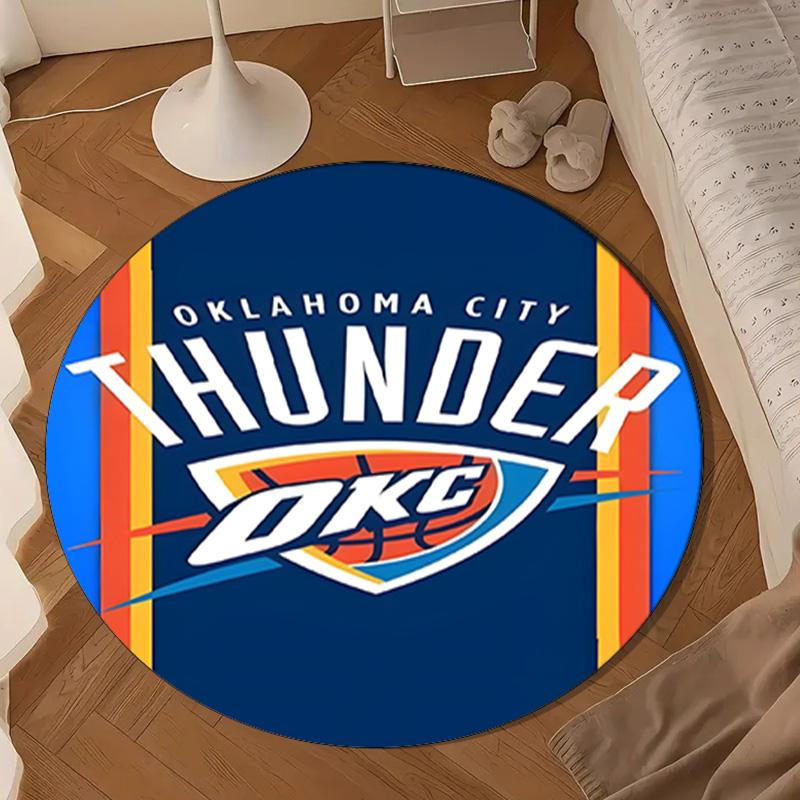 Thunder Basketball Team Round Mat, Anti-slip Circle Carpet Chair Rug For livingroom,Bedroom, Doormat Home Decor Gift Christmas Gifts