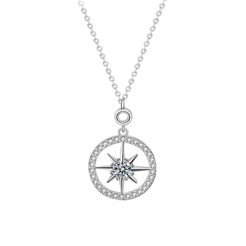 Long Versatile Autumn/winter Sweater Chain Cross Chain Women; 925 Sterling Silver Moissanite Necklace new 925 silver-white gold