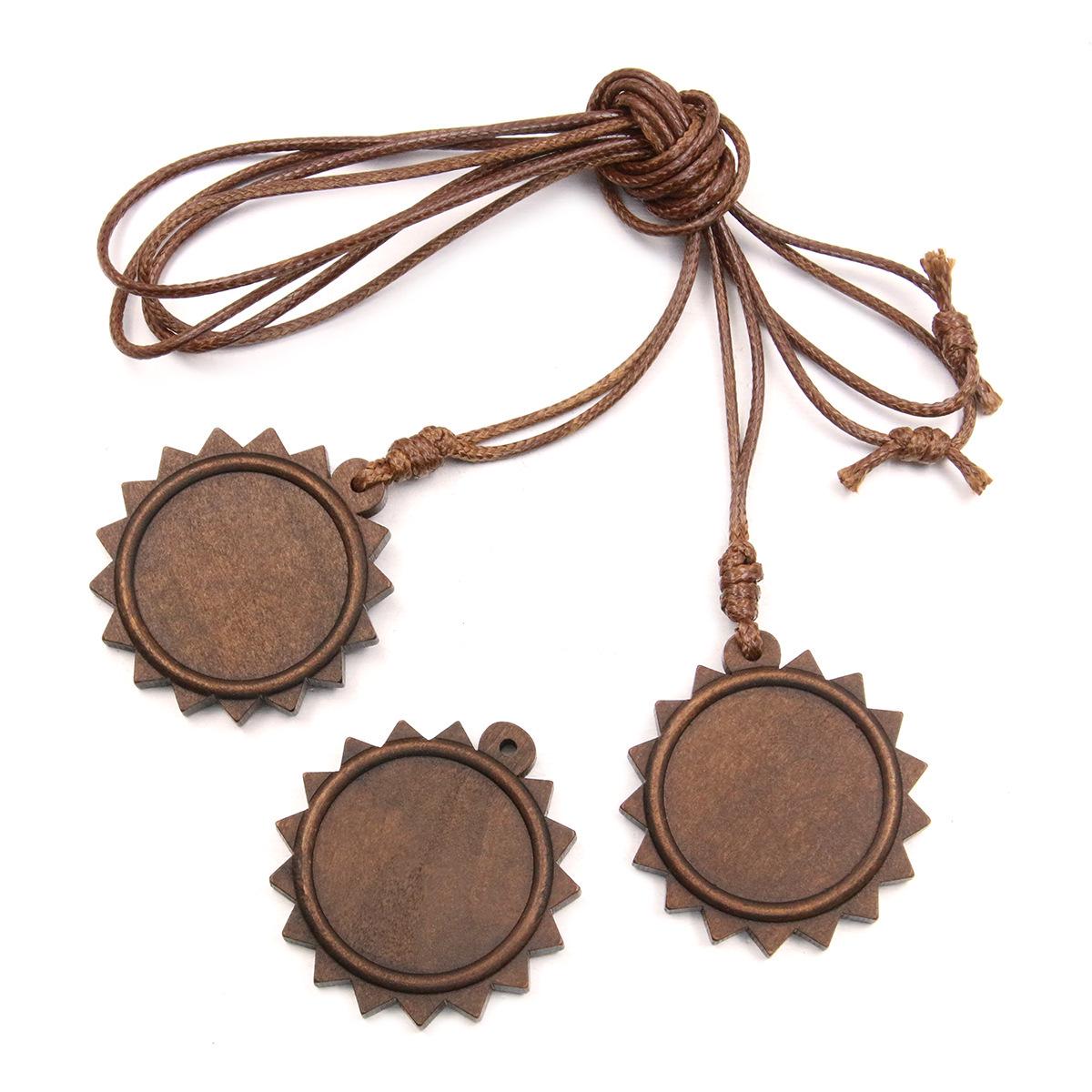 

Ожерелье-кулон 13 стилей DIY с полым Камнем времени и кружевной деревянной основой