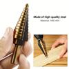 HSS Cobalt Step Drill Bit - Coated, Multiple Hole  High-Speed Steel, with Black Oxide, for Drilling Metal, Wood, Plastic, Aluminum, Titanium