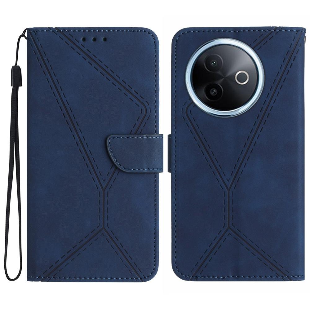 For Vivo Y39 5G Case Skin Touch Lines Imprinted PU Leather Flip Phone Cover