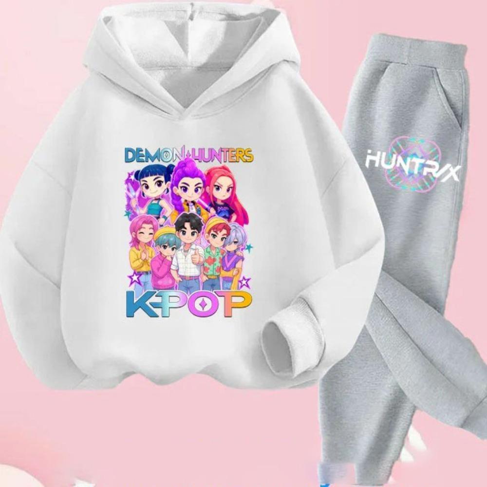 KPop Demon Hunters Hoodie Set Girls Fashion Casual Sweatshirt Movie New Kid K-Pop Demon Hunters Hooded Suit Clothes