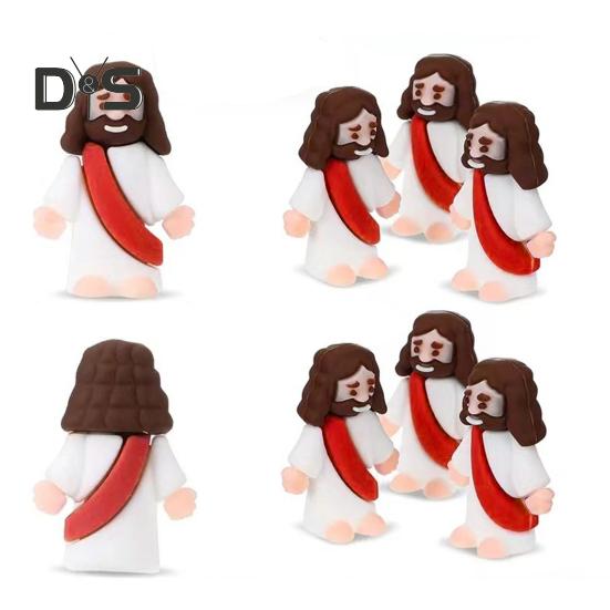 12/48 stk Mini Jesus-figur PVC Frelser Jesus Figurmodell Statue Skulptur Skrivebordsdekorasjon påskepryd Julefestivalgave