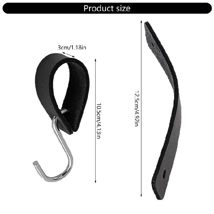 5 Stück S-Form PU-Leder Kleiderbügel Hängender Riemenhalter Aufbewahrungshaken Tragbarer Outdoor-Camping-Aufhängehaken Einfach zu bedienen