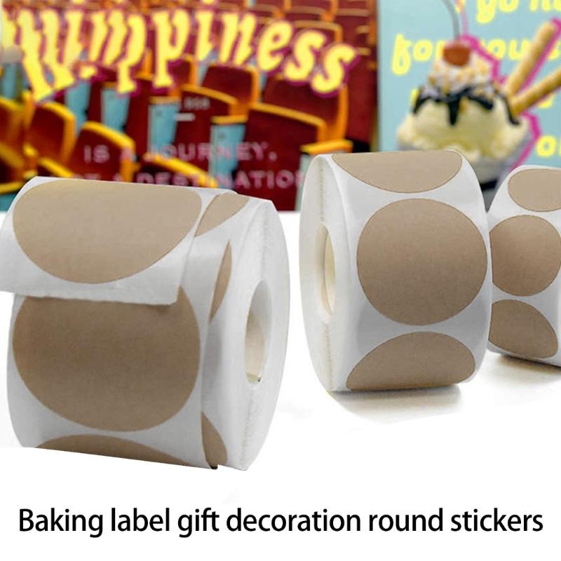 Pack Of 500 Brown Kraft Round Adhesive Label Sticker For Gift Wrapping, Crafts, Organizing, Baking, Canning Labels
