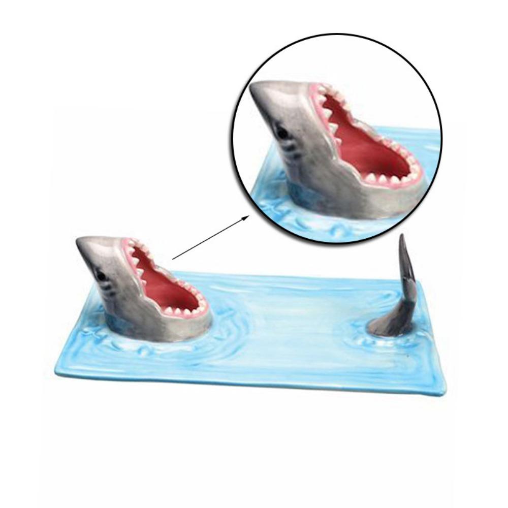 Handmade Tableware Ceramic Seaside Shark Plate Dumpling Plate Dessert Plate Dining Table Kitchen Decoration Sushi Plate