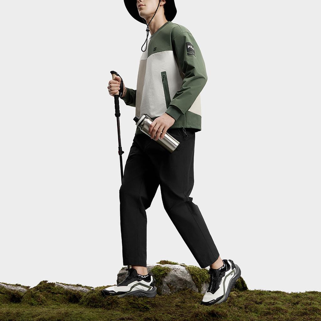 Fila Color Block Crew Neck Loose Fit Sports American Pullover Sweatshirt Men Sweatshirt Siberian-Green A11M417203F-DG