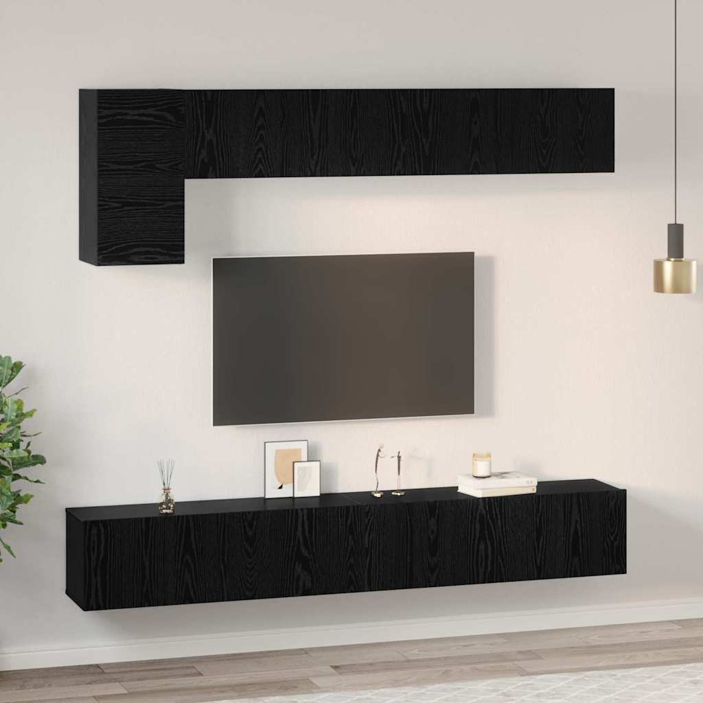 TV Cabinet Set 5 pcs Black Oak Effect Particleboard