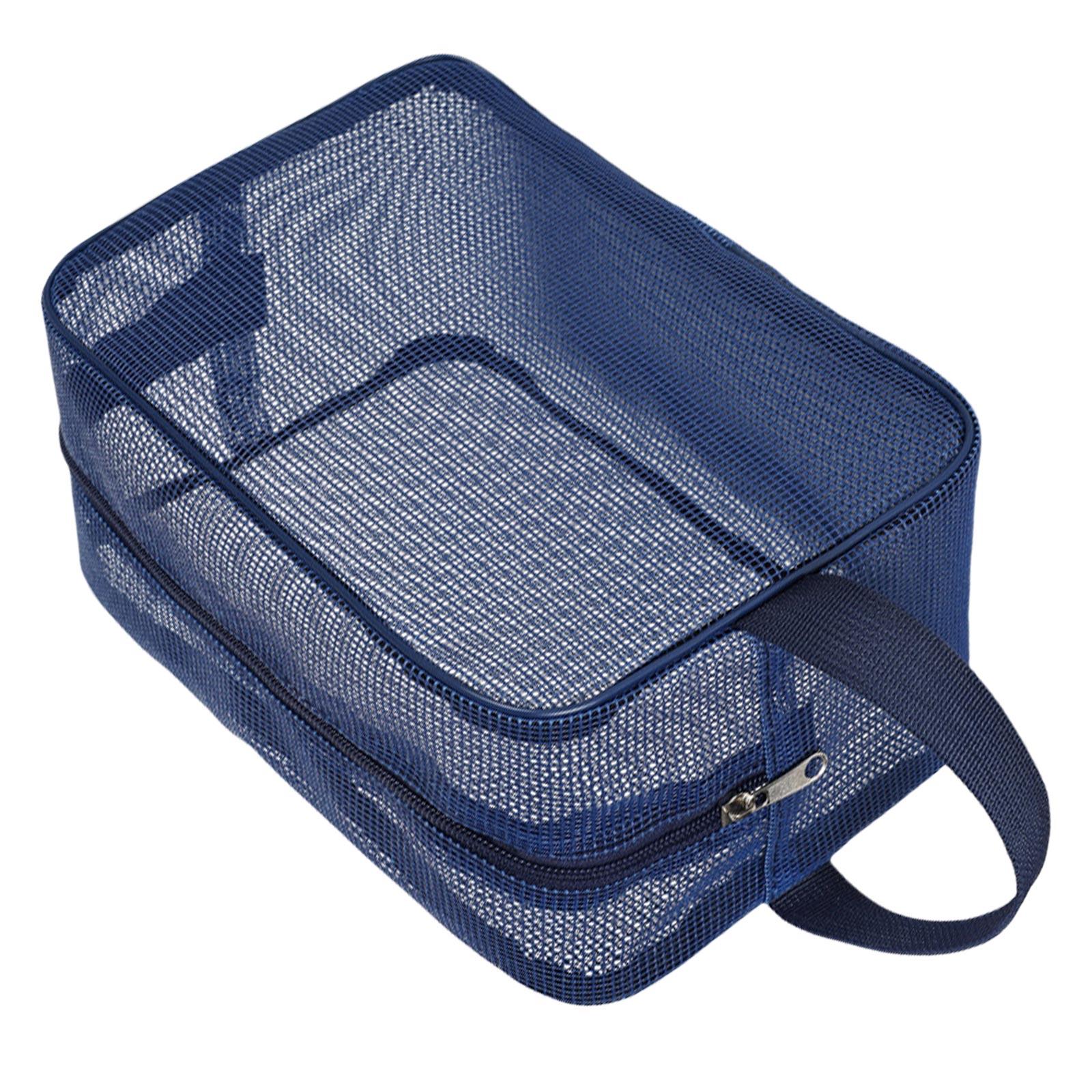 Сетчатая сумка для душа для спортзала, путешествий, кемпинга и общежития, незаменимая быстросохнущая портативная подвесная сумка-органайзер для туалетных принадлежностей S синий