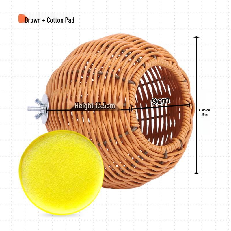 Hanging Rattan Bird & Squirrel Nest with Plastic Cage - Cozy Sleep Spot for Small Pets