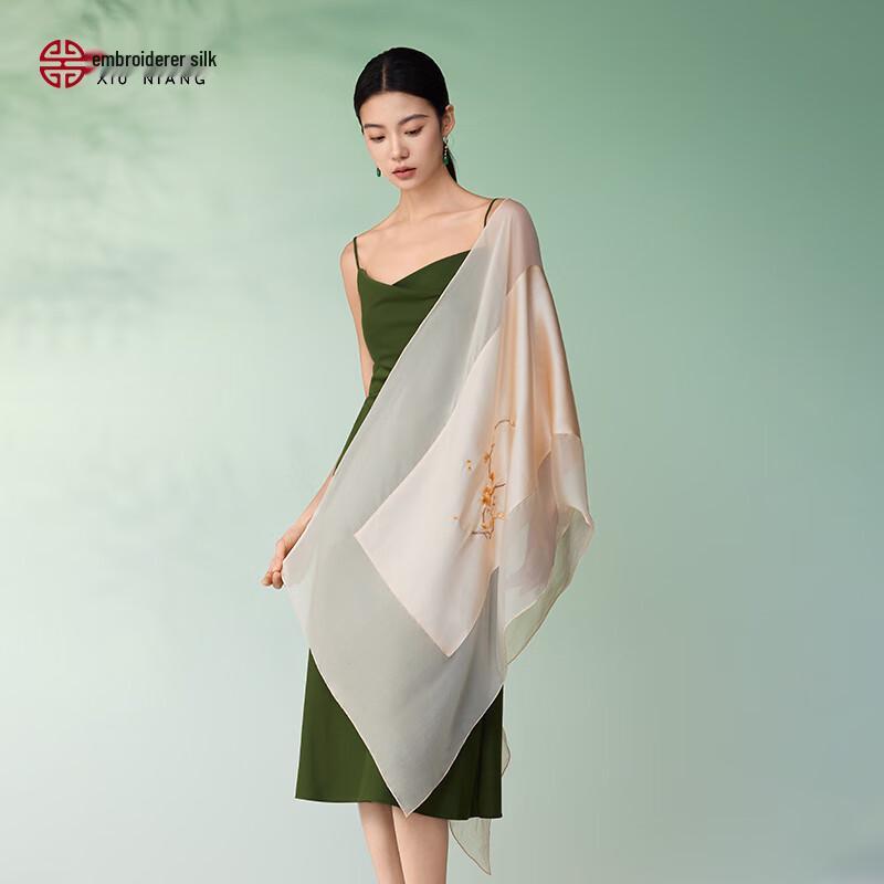 Xiuniang Su Embroidery Mulberry Silk Scarf & Shawl Gift Set