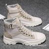 Summer breathable Martin boots canvas high-top shoes platform non-slip shoes British tooling boots