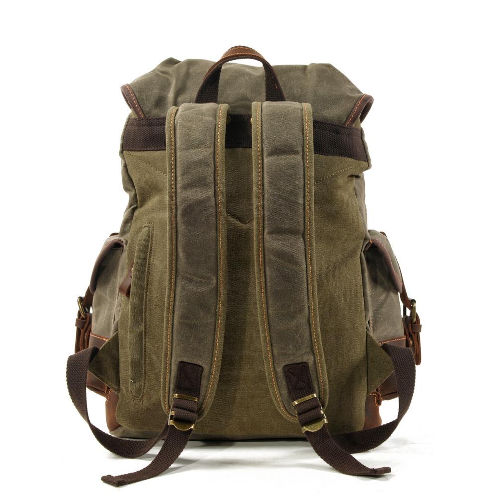 Vintage Canvas Backpacks for Men Laptop Daypacks Waterproof Rucksacks Large Waxed Mountaineering Travel Pack Vintage Backpack