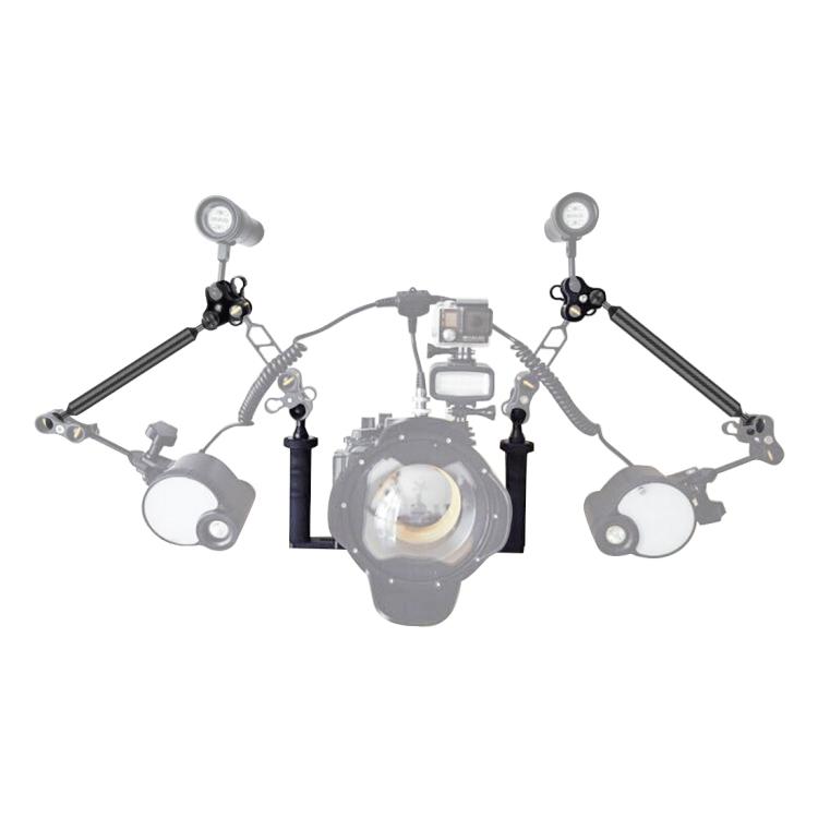 PULUZ Dual Handle Aluminium Tray Stabilizer with 2 x Dual Ball Aluminum Alloy Clamp & 2 x 7 inch Floating Arm for Underwater Camera Housings