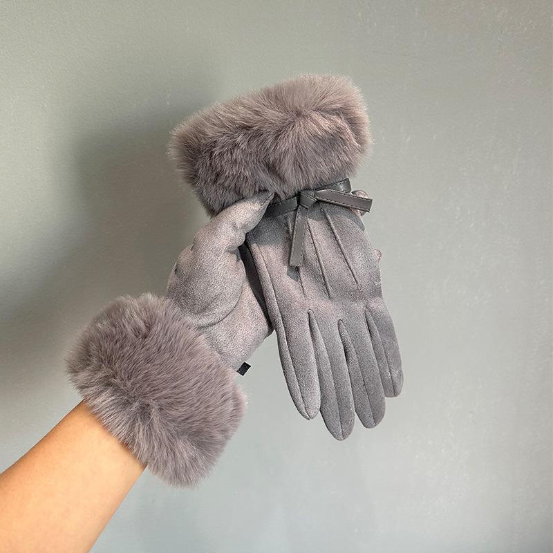 Gloves women's day electric car windproof warm gloves women fleece windproof cold