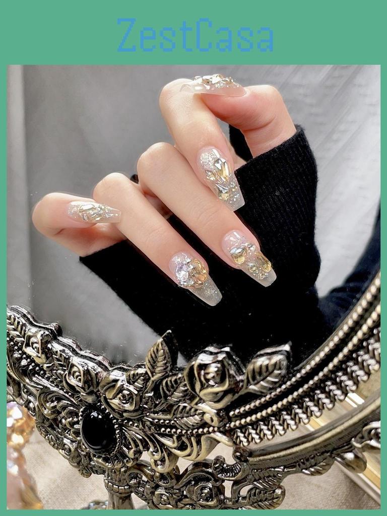 Handmade Aurora Crystal Nail Art For Women Sparkling Starry Sky Design
