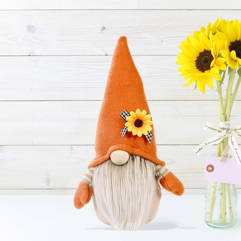 Unique Festival Harvest Sunflower Doll In Orange For Home And Bar Thanksgiving Decor