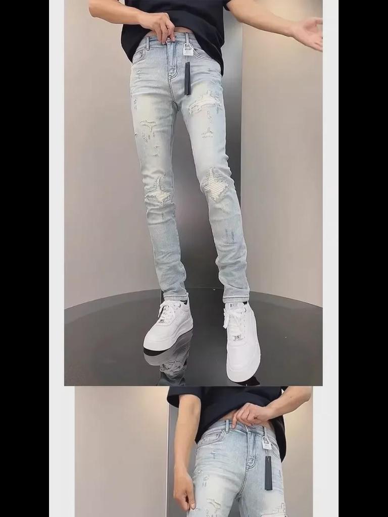 Men's Trendy Slim Stretch Ripped Jeans - Casual Versatile Pants
