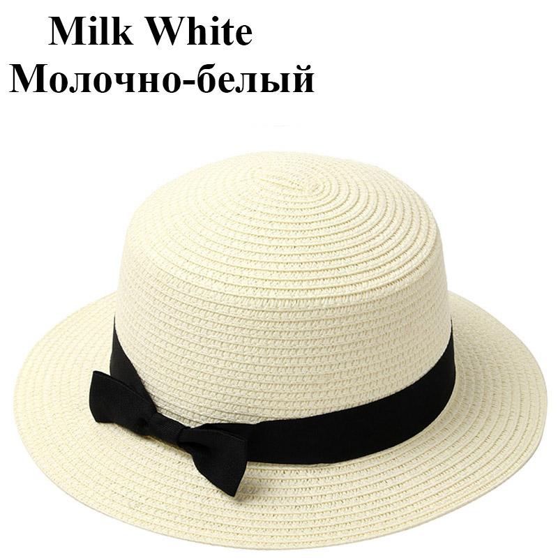 Straw Hat Women Summer Hat Beach Ladies Casual Flat Brom Bowknot Panama Hat Breathable FashBreathable Fashion Sun Hats For Women