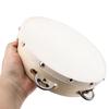 Wood 6 8 10 Inch Hand Held Tambourine Sheepskin Head Single Row Jingles Church Party KTV Musical Educational Rhythm Percussion Instrument Gifts
