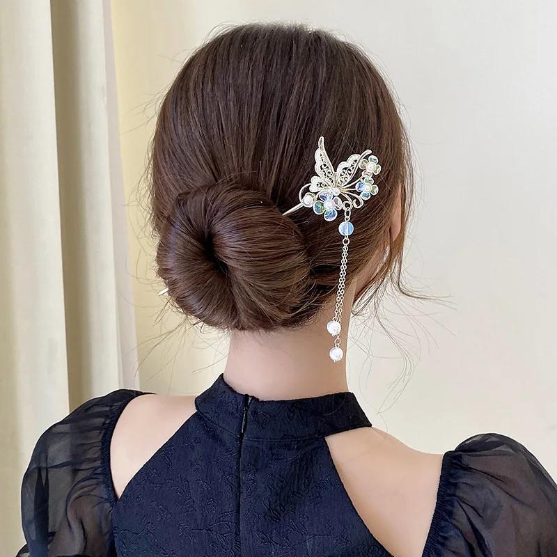 Women's Hair Needle Romantic Chinese Style Hair Accessory Alloy Jewelry Suitable for Daily Wear Gifts Girls Fashion Hairpin