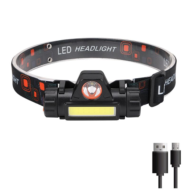 Portable Mini Powerful LED Headlamp XPE+COB USB Rechargeable Hunting Headlight Waterproof Head Torch with Tail Magnetic