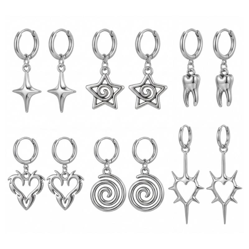 Элегантные серебристые серьги-подвески со спиральным узором и дизайном «Звездный свет» для женщин и девушек 1