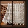 Through-shaft Type White Lace Short Window Sheer Floral Embroidery Partition Short Valance  Bedroom