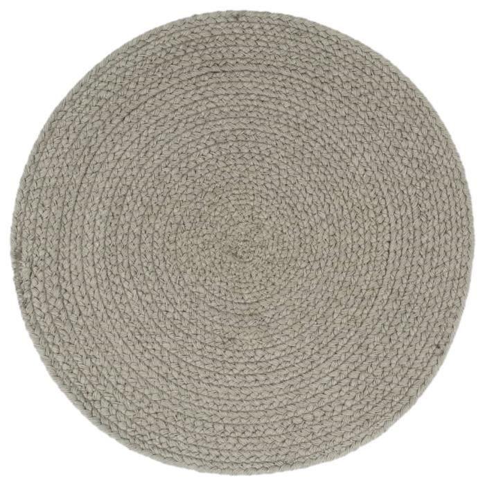 VidaXL Napperons 6 pcs Gris Plain 38 cm Rond Coton