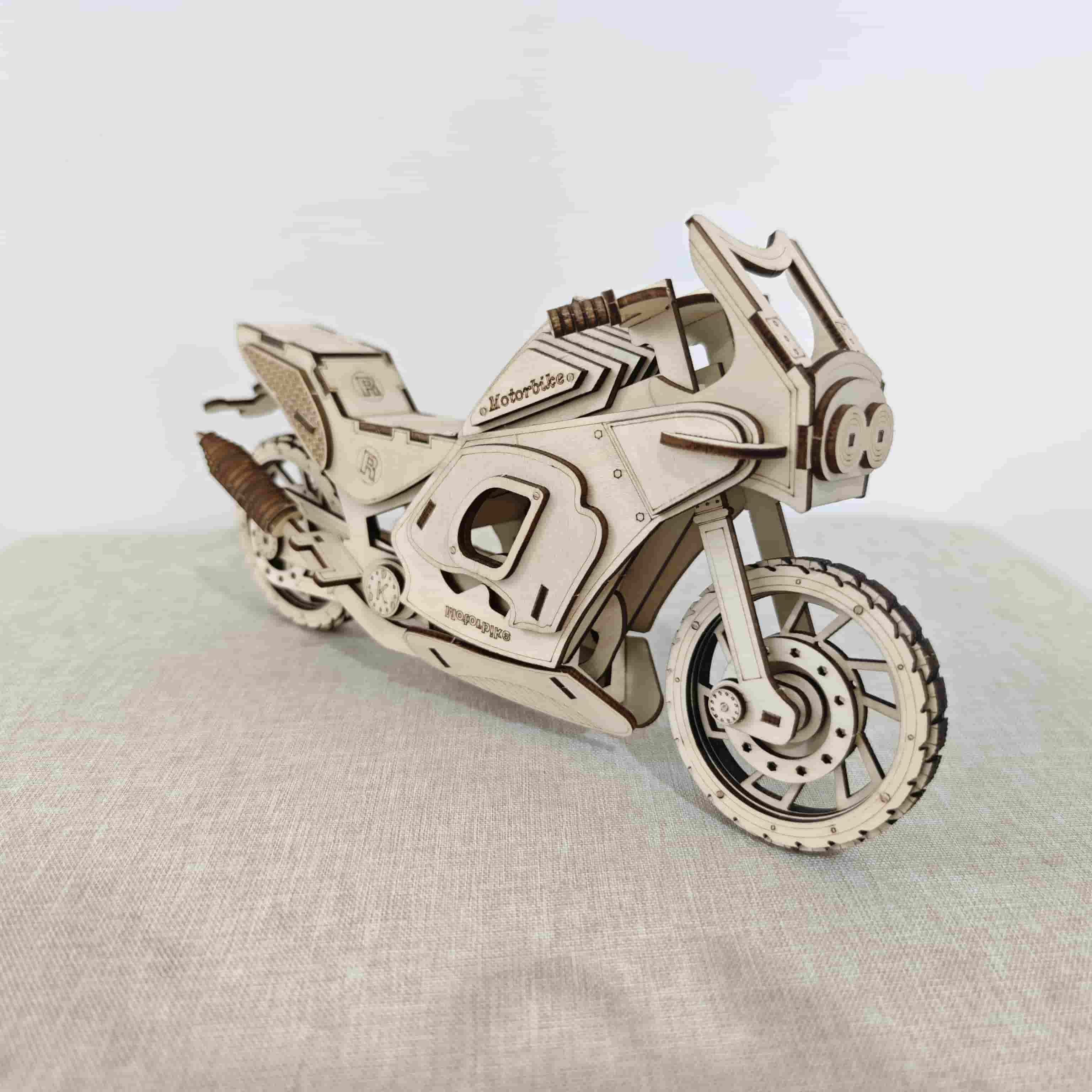 

Adult 3D Wooden Puzzle Motorcycle Model Kit DIY Handmade Crafts Create Unique Birthday or Christmas Gifts белый