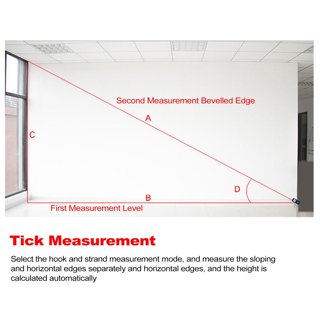 Digital Laser Rangefinder Smart Laser Distance Meter with Single Continuous Volumes Area Pythagoras