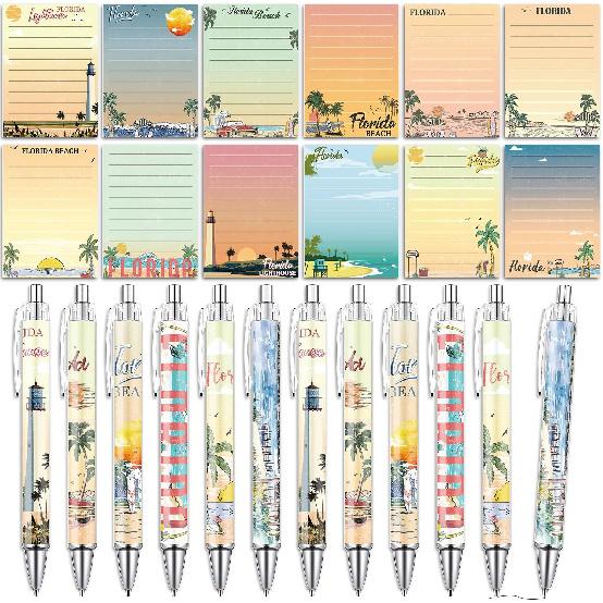 Wxiben London Sticky Notes with Pens - 24 Pcs London Travel Notepads England Ballpoint Pens Bulk British Flag Notes Black Ink Pen Souvenir Gifts for