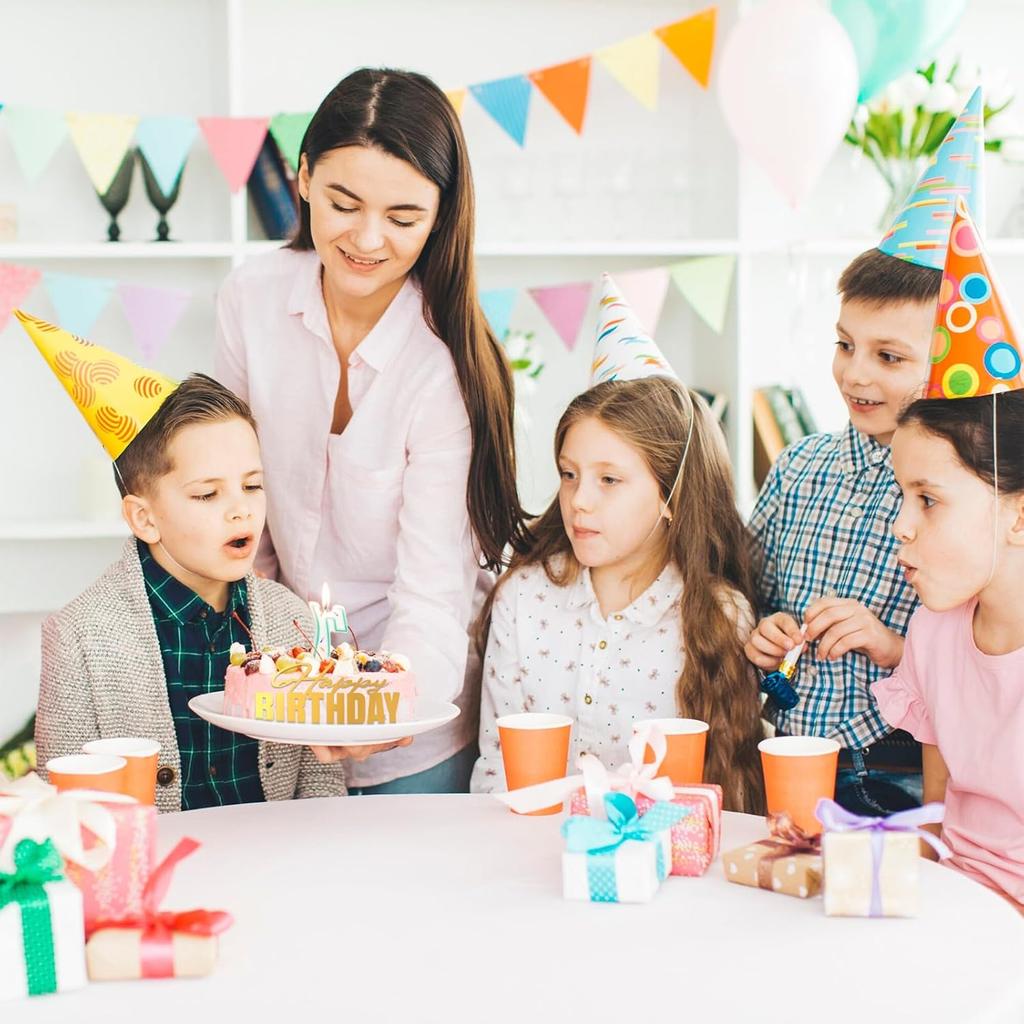 6 Pcs Flat Cake Toppers Gold Happy Birthday Cakes Topper Acrylic Cakes erts Flat Happy Birthday Decoration Sign Side Mirror for DIY Party Decorating