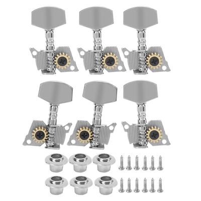 Clés d'accordage de guitare Mécaniques à blocage Têtes de machine Argentées Pièces de rechange pour Ukulélé 2 Gauche et 4 Droite