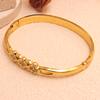 Elegant Gold Plated Stainless Steel Bangle Openwork Zircon Flower Design High-Quality Women's Fashion Bracelet