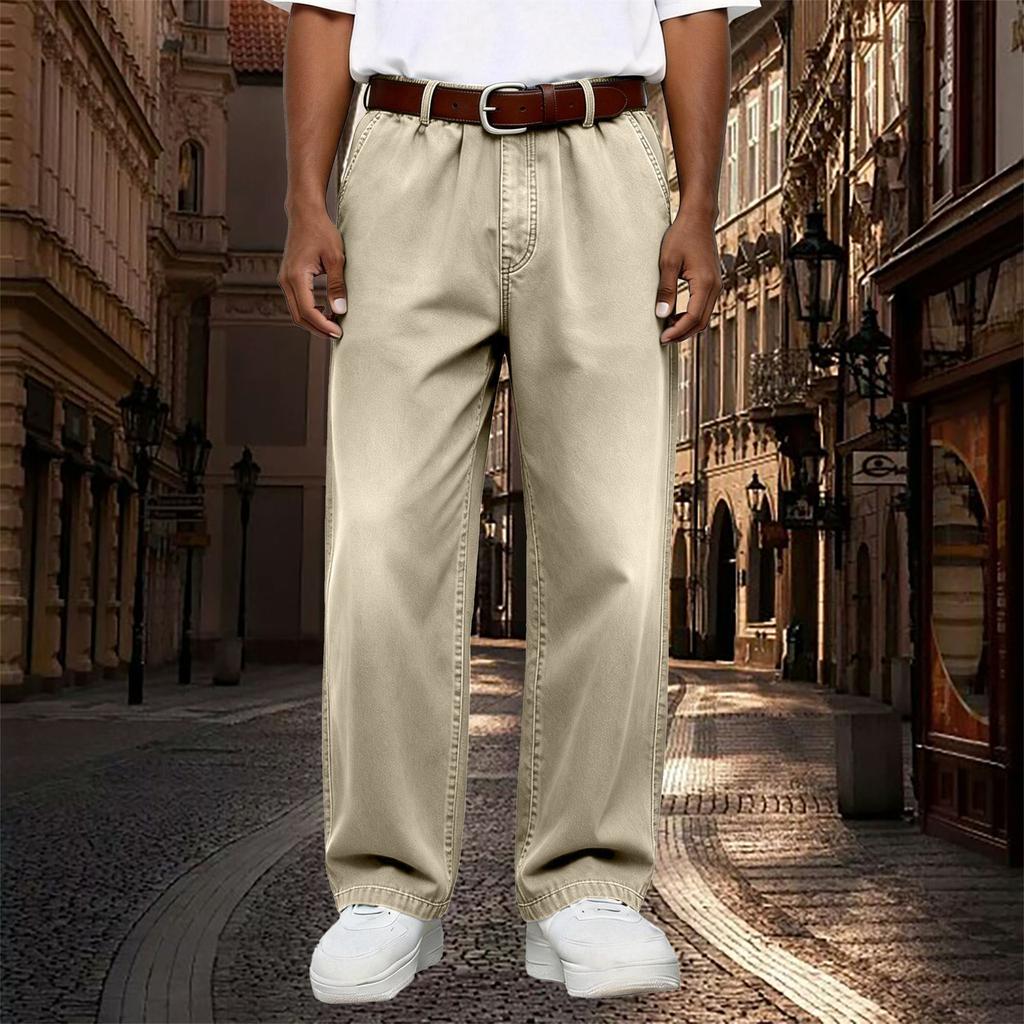 Men Elastic Waist Pant Casual Fit Pants Trousers