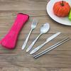 Portable Lunch Tableware Cutlery Set Stainless Steel Spoon Fork Cutter Chopsticks Travel Outdoor