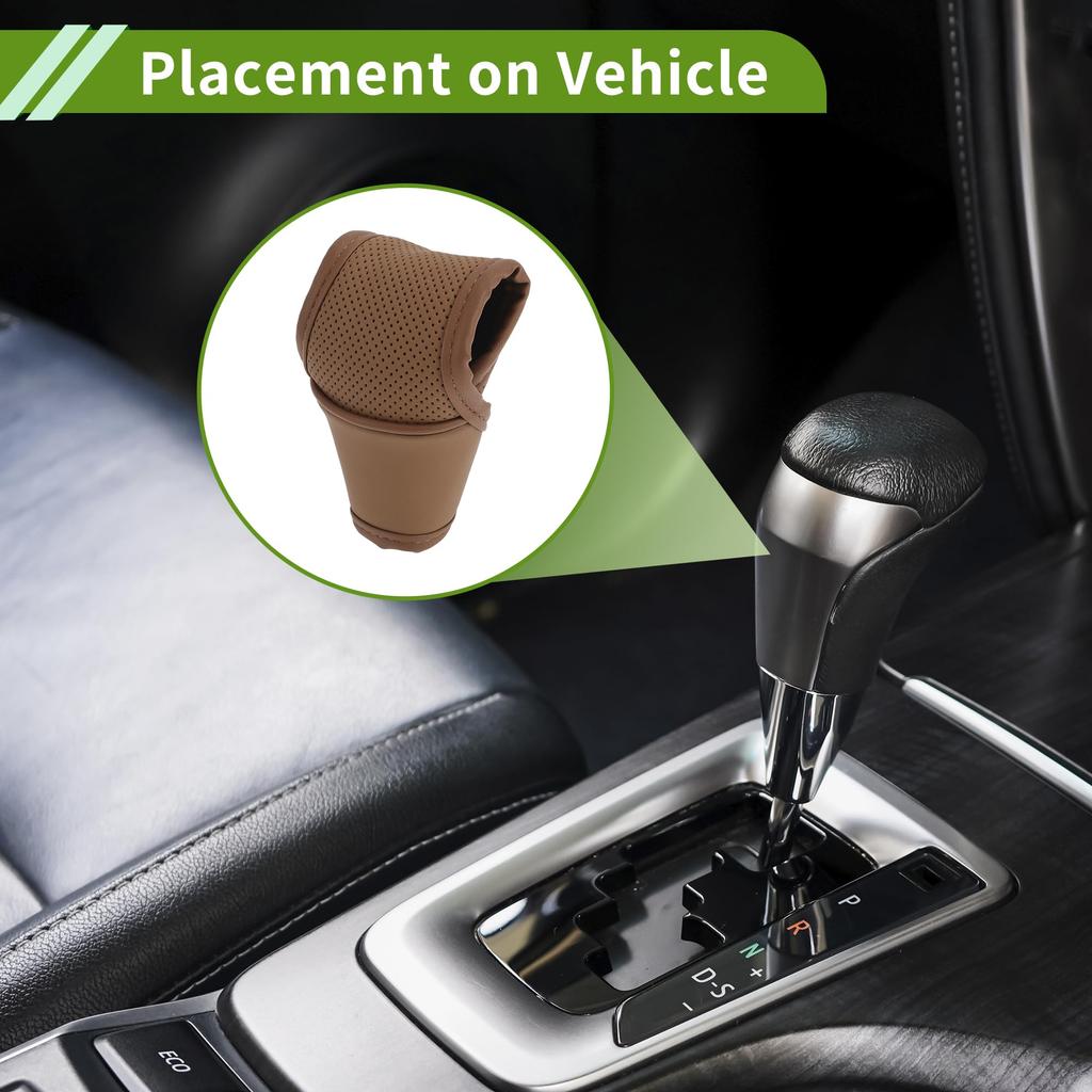 HOPESPANNER Universal Gear Shift Knob Cover Stick Shift Handle Protector Automatic Leather 1 Pc Anti Slip Brown