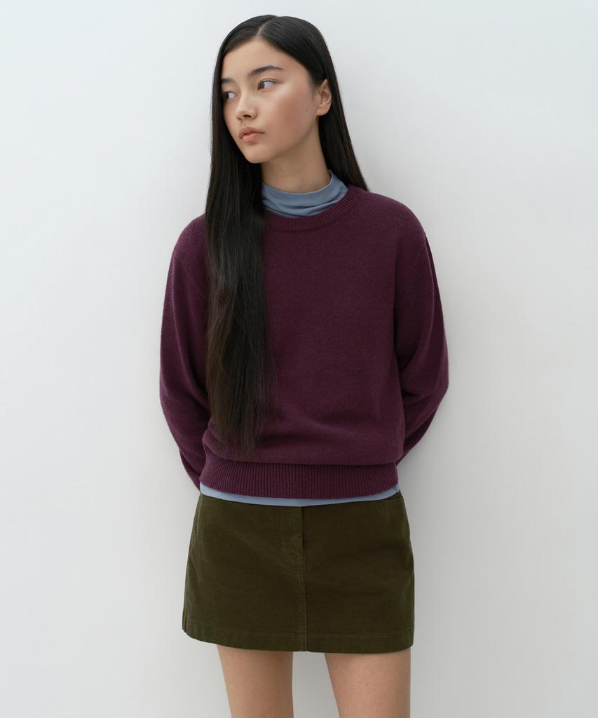 MUSINSA STANDARD WOMAN [Victoria Wool] Women'S Crew Neck Knit [Plum]