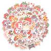 Exclusive For 50 Watercolor Strawberry Cat Stickers Cute Cartoon Animal Cat Head Stickers Waterproof