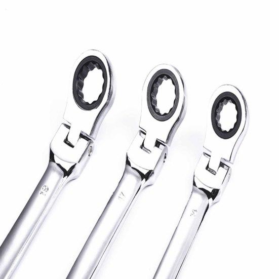 Cheie fixă ​​compactă cu cap reglabil, rotativă la 180 de grade, cu clichet profesional cu 72 de dinți, pentru întreținerea vehiculelor