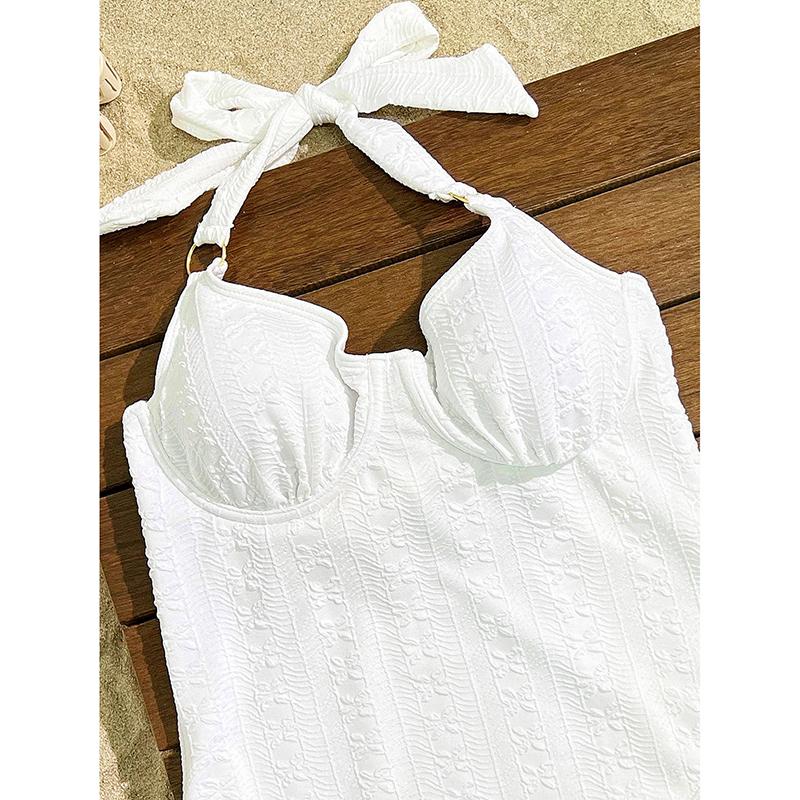 Sexy White Swimwear Women 2025 Metal Ring Strap Underwire Slimming Tummy Control One Piece Swimsuit Beach Bathing Suit