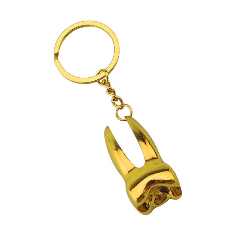 Sturdy Zinc Alloy Materials Tooth Shaped Keychain Charm Pendant Portable for Dental Professionals and Clinic Giveaways