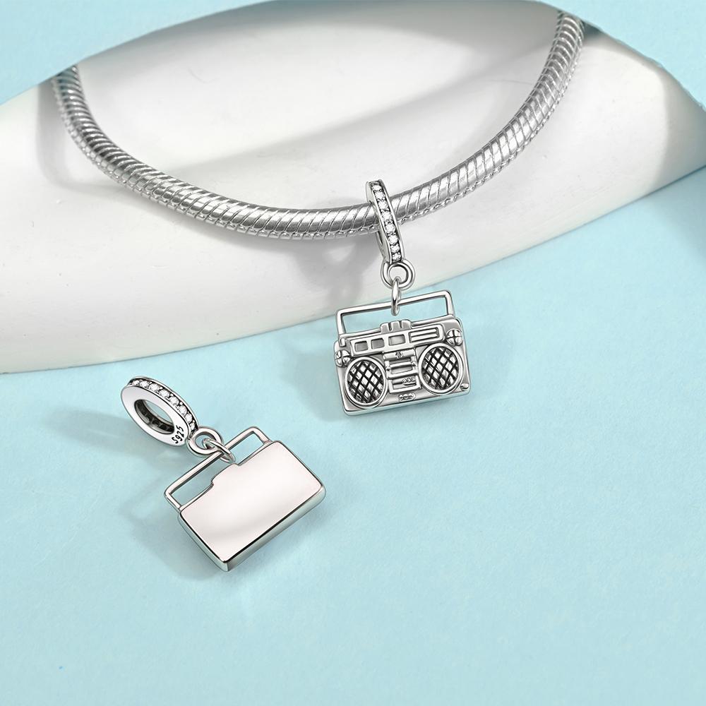 925 Silver Music Instrument Charms Piano Headphone Trumpet Violin Pendant Beads DIY Bracelet Necklace Gift for Her