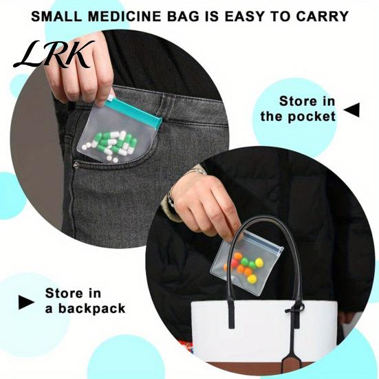 Medicine Slide Lock Bag Bags, Reusable EVA Pill Pouch, Waterproof Portable Travel Pills Small Items Storage Bag, for And Daily Use Compact Organizer