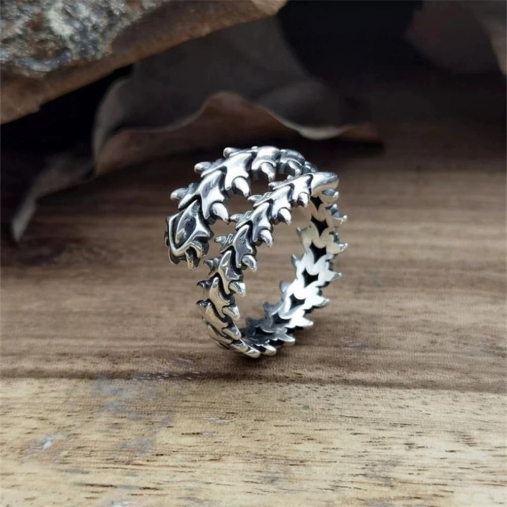 Retro punk couple ring, Gothic spine ring, hip-hop exaggerated ring, jewelry resizable